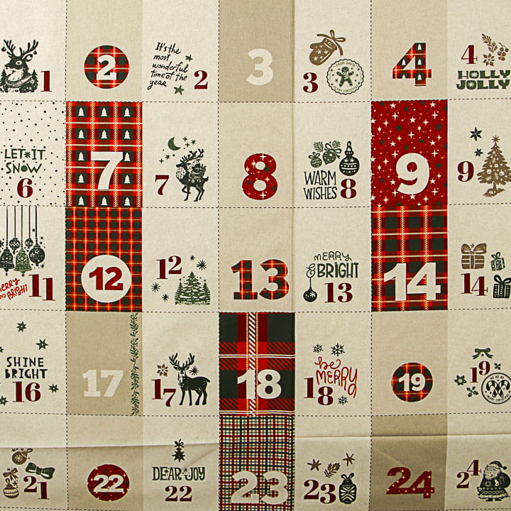 Reversible Cotton Fabric Advent Calendar Panel - Ribes y Casals