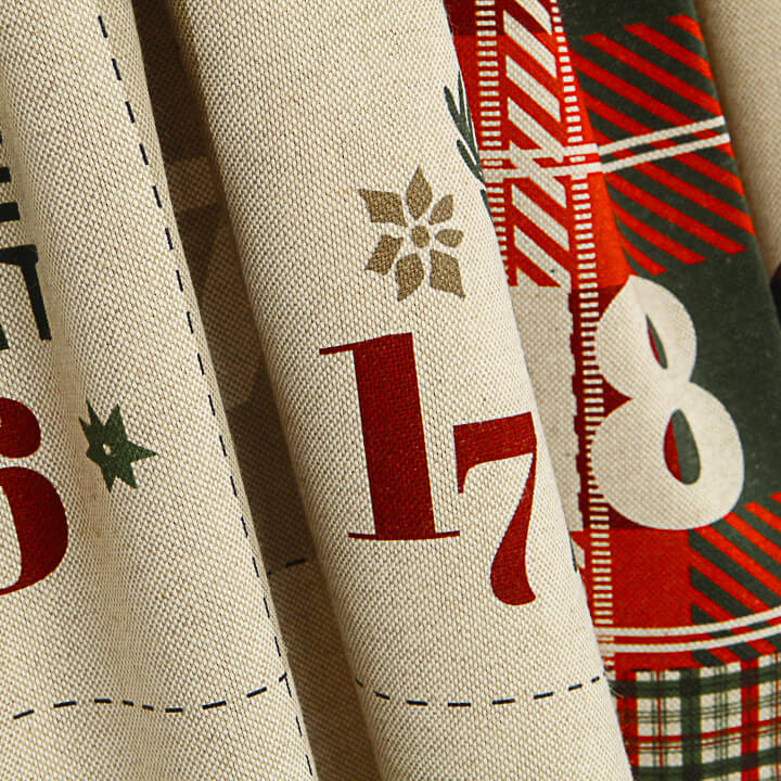 Reversible Cotton Fabric Advent Calendar Panel - Ribes y Casals