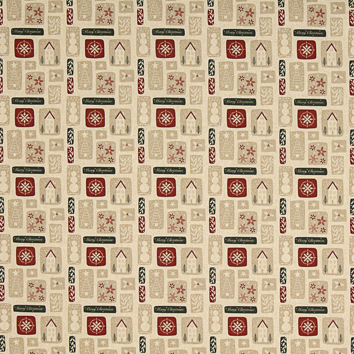 Christmas Cotton Poplin with Vintage Print Labels - Ribes y Casals