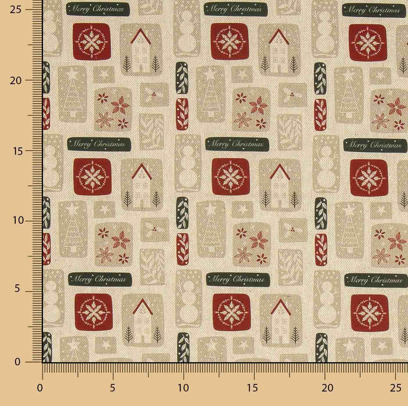 Christmas Cotton Poplin with Vintage Print Labels - Ribes y Casals