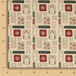 Christmas Cotton Poplin with Vintage Print Labels - Ribes y Casals