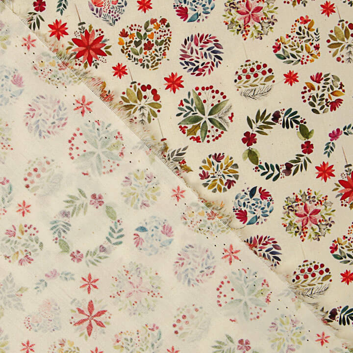 Christmas Floral Ball Cotton Fabric Poplin - Ribes y Casals