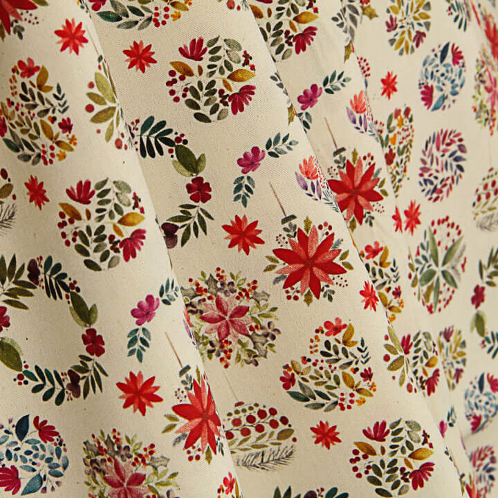Christmas Floral Ball Cotton Fabric Poplin - Ribes y Casals