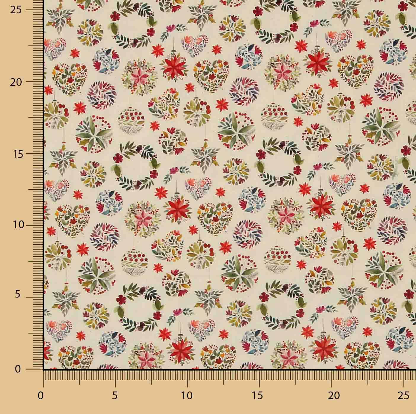 Christmas Floral Ball Cotton Fabric Poplin - Ribes y Casals
