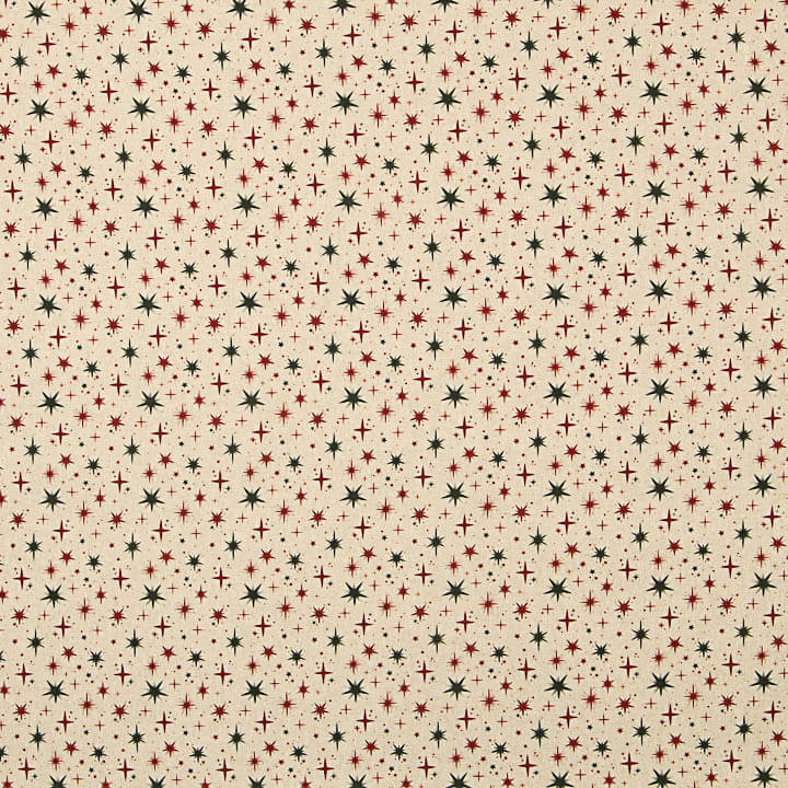 Christmas Cotton Poplin with Green and Red Stars - Ribes y Casals