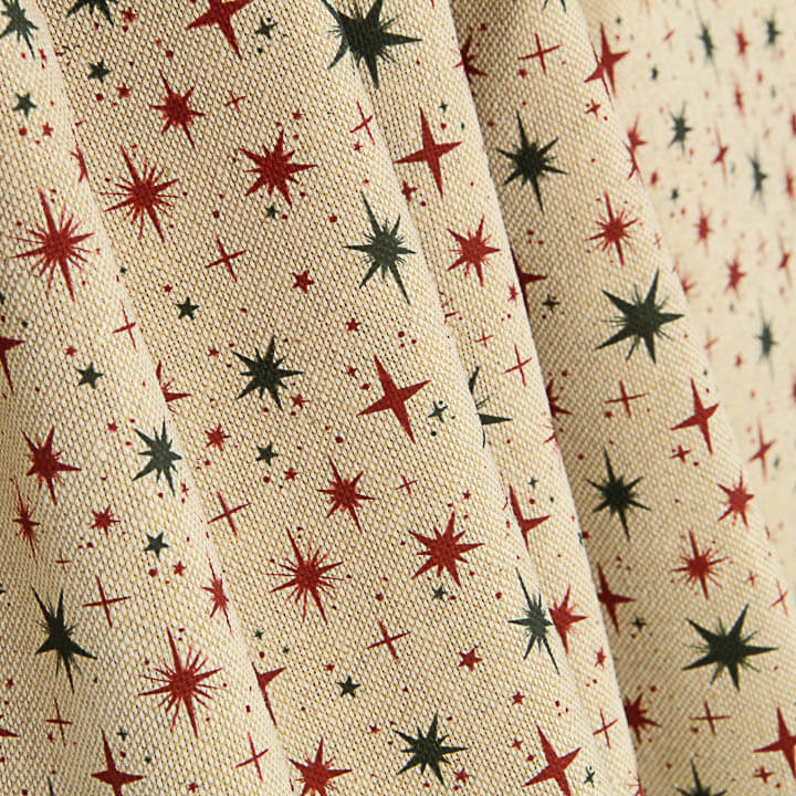 Christmas Cotton Poplin with Green and Red Stars - Ribes y Casals