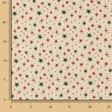 Christmas Cotton Poplin with Green and Red Stars - Ribes y Casals