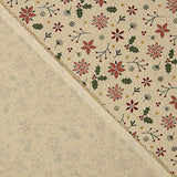 Christmas Cotton Poplin with Floral Design and Holly - Ribes y Casals