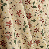 Christmas Cotton Poplin with Floral Design and Holly - Ribes y Casals