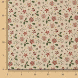 Christmas Cotton Poplin with Floral Design and Holly - Ribes y Casals