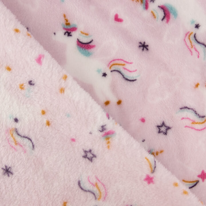 Pink Unicorn-Printed Coral Fleece - Ribes y Casals