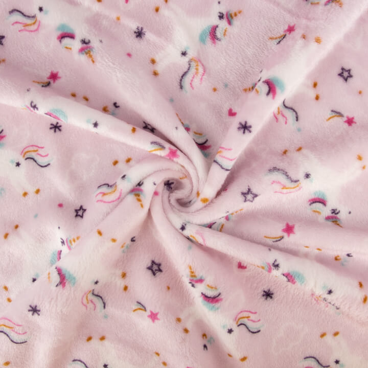 Pink Unicorn-Printed Coral Fleece - Ribes y Casals