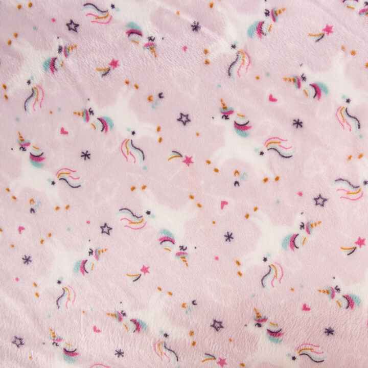 Pink Unicorn-Printed Coral Fleece - Ribes y Casals