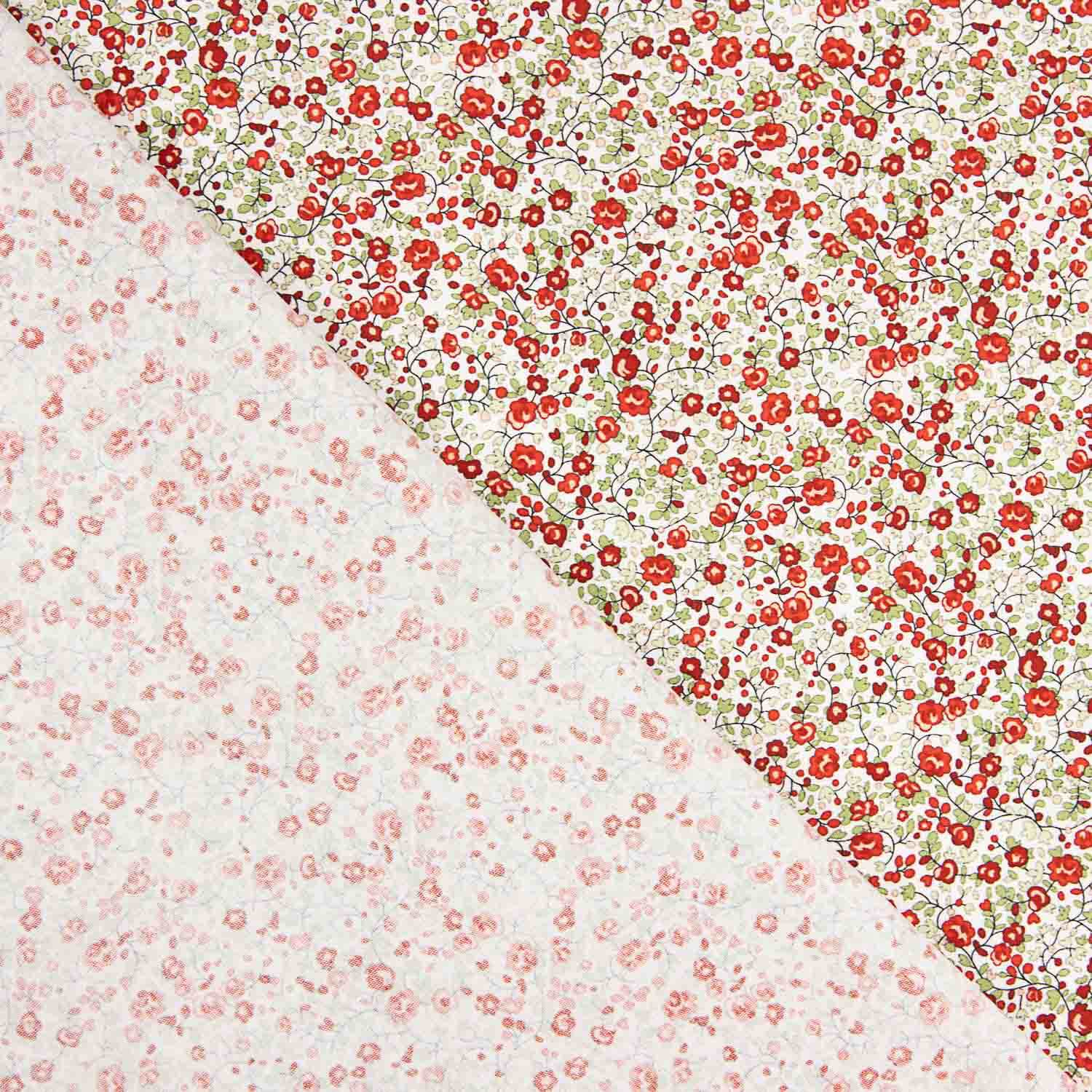 Red Microfloral Cotton Poplin - Ribes y Casals