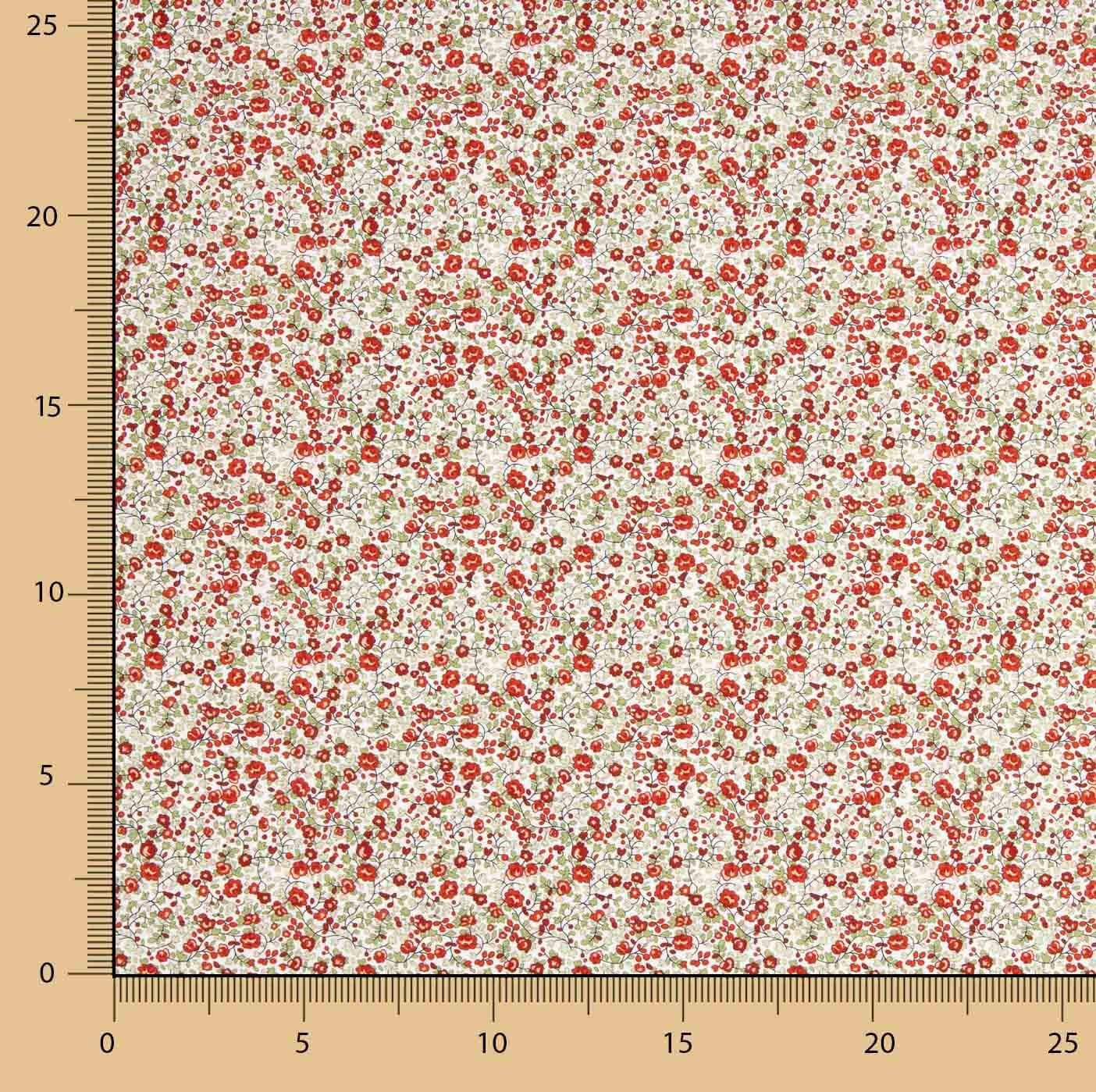 Red Microfloral Cotton Poplin - Ribes y Casals