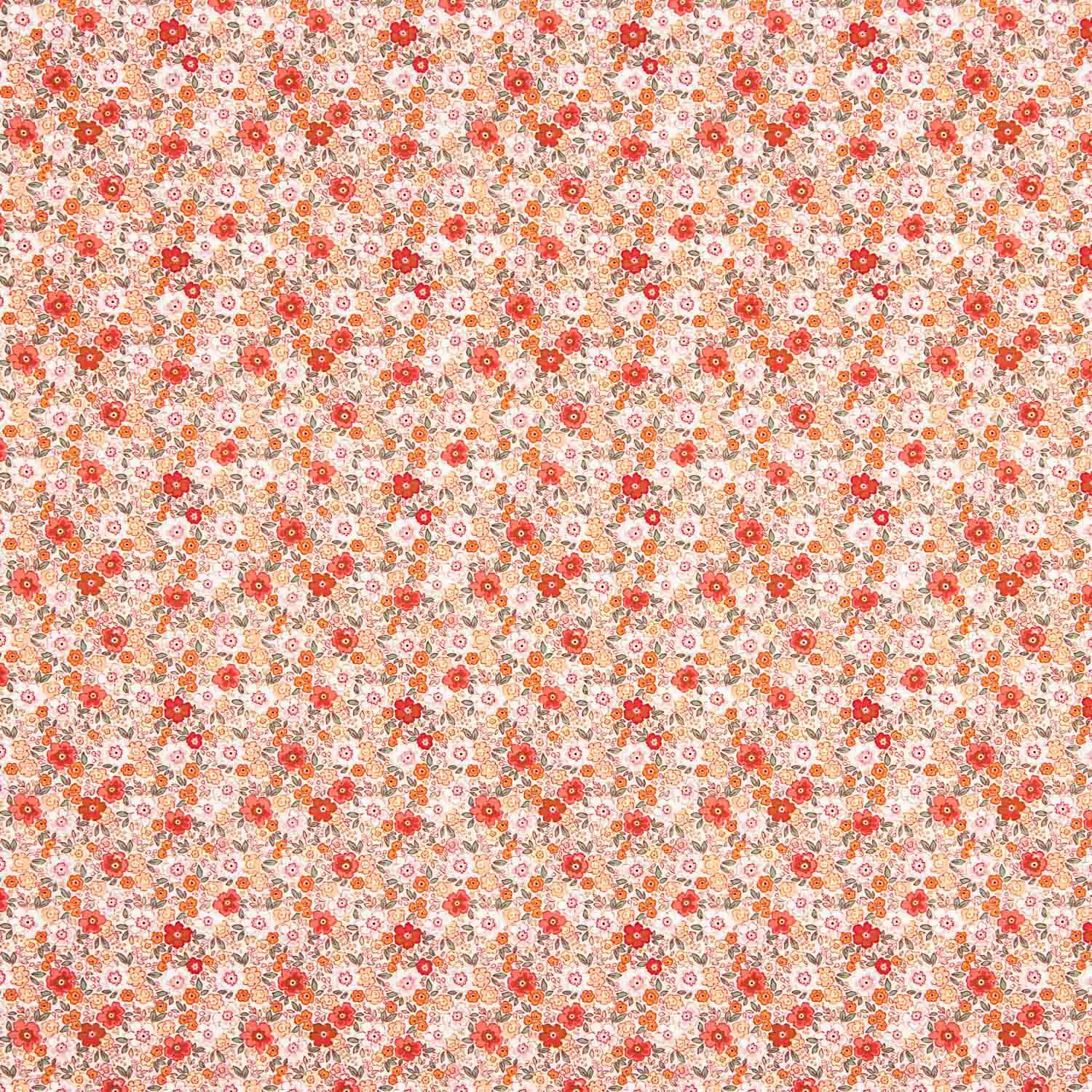 Orange Floral Cotton Poplin - Ribes y Casals