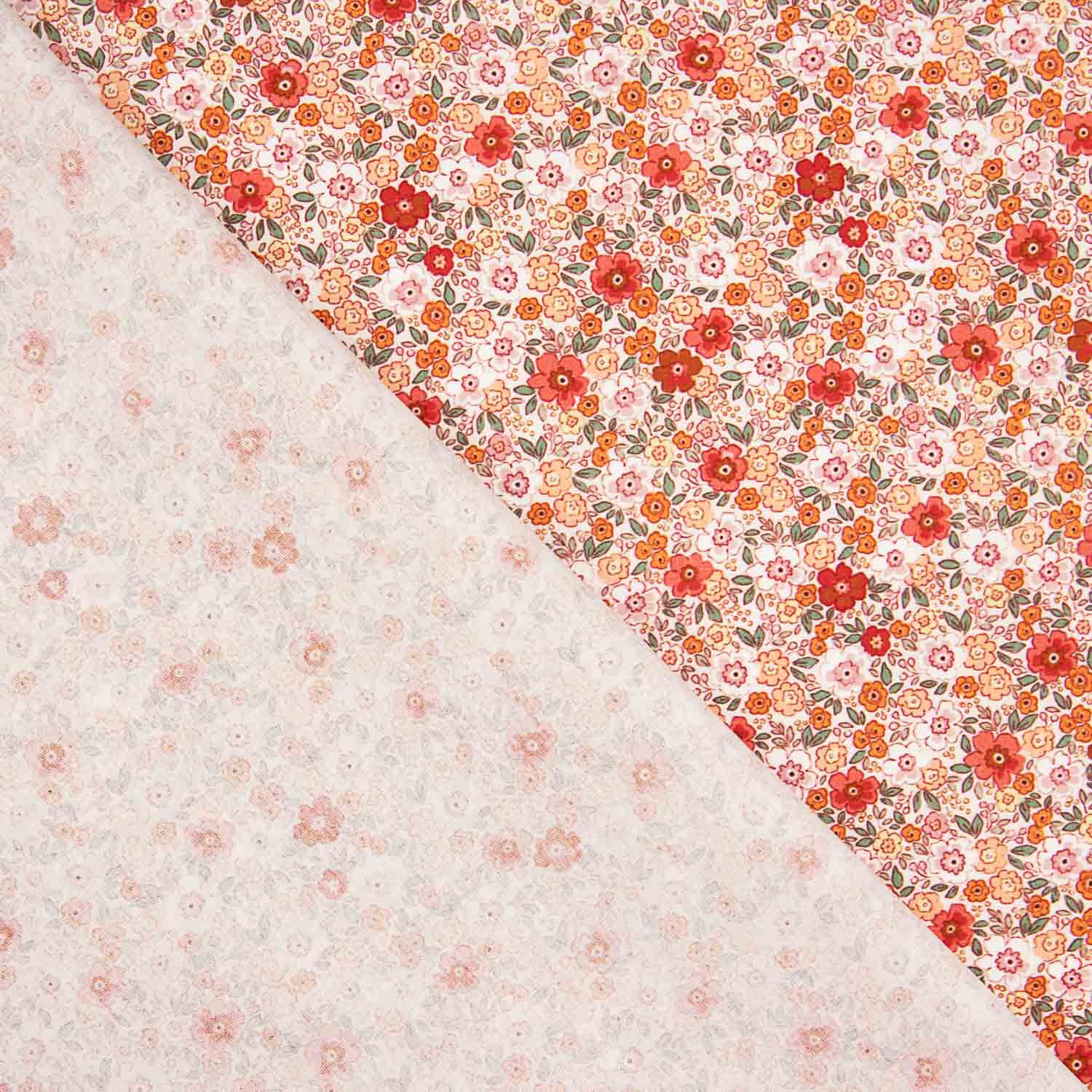 Orange Floral Cotton Poplin - Ribes y Casals