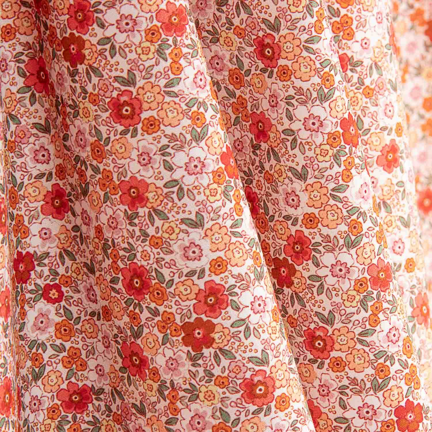 Orange Floral Cotton Poplin - Ribes y Casals