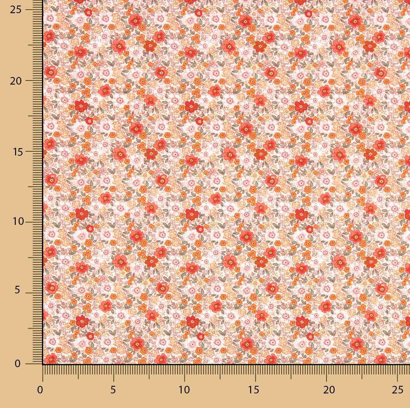 Orange Floral Cotton Poplin - Ribes y Casals