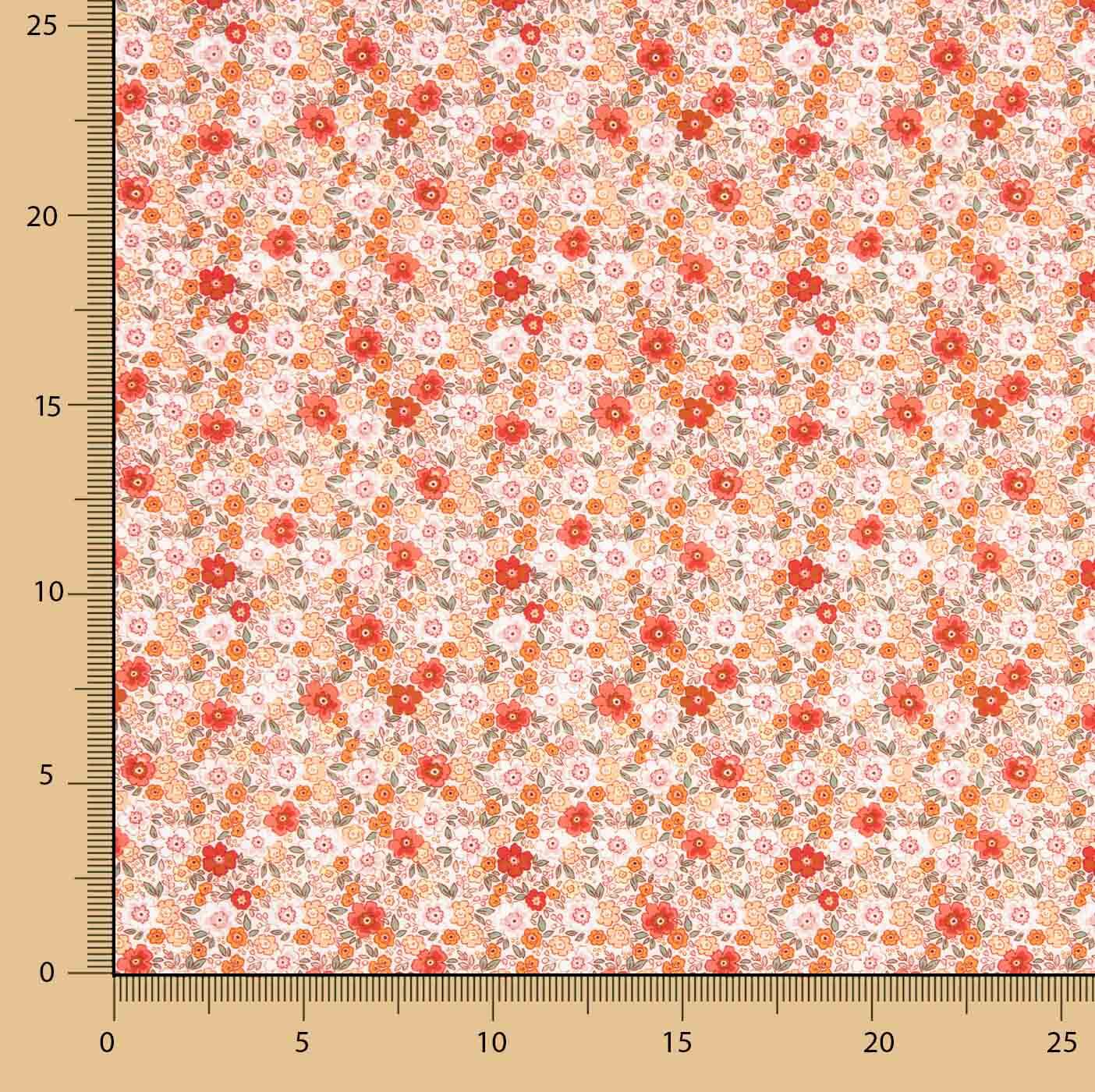 Orange Floral Cotton Poplin - Ribes y Casals