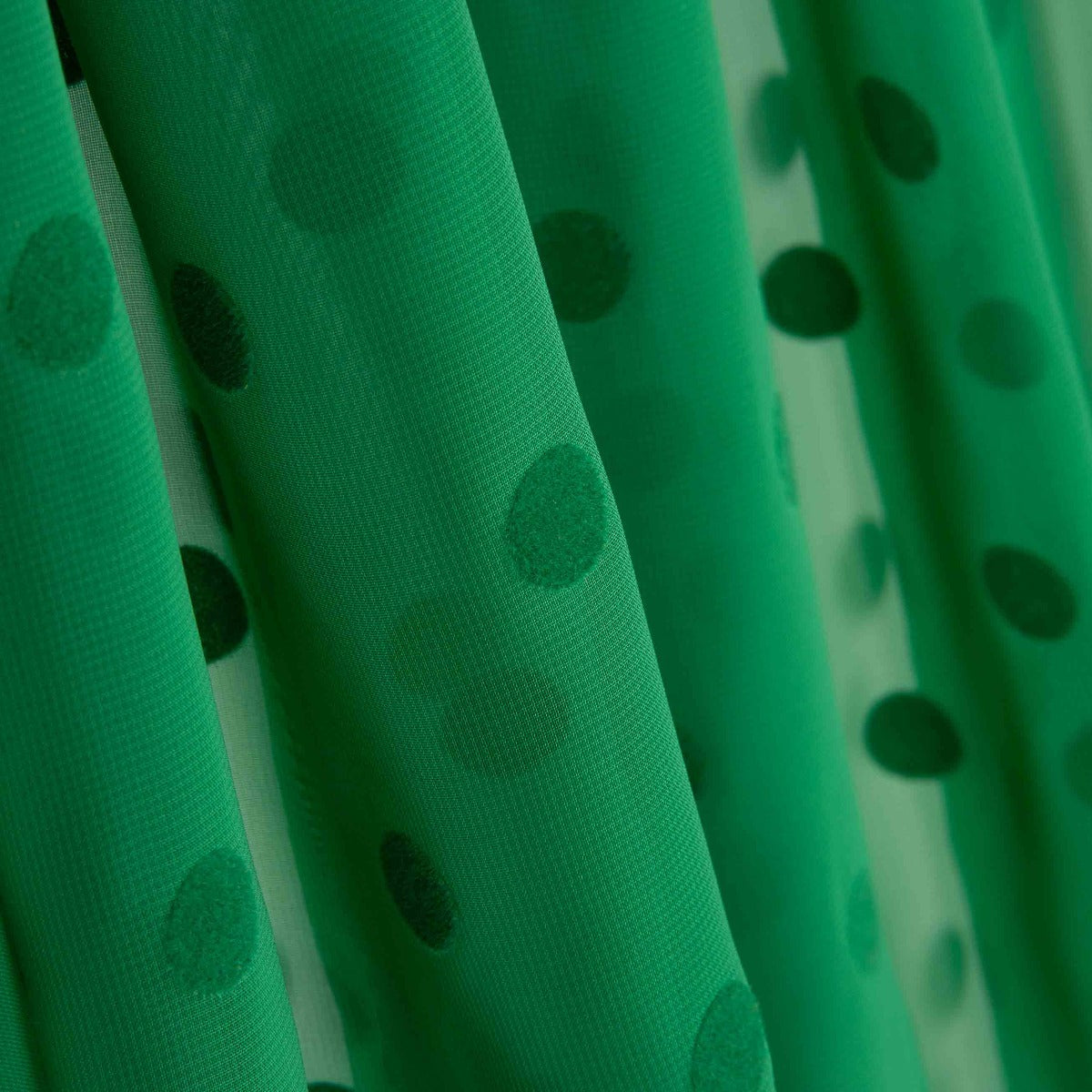 Chiffon Flocked Polka Dots Green - Ribes y Casals