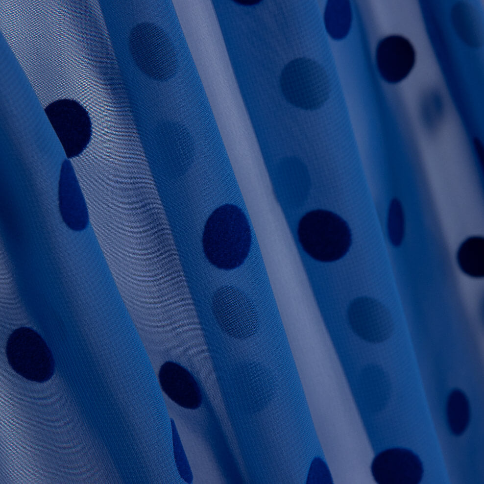 Chiffon Flocked Polka Dots Bluish - Ribes y Casals
