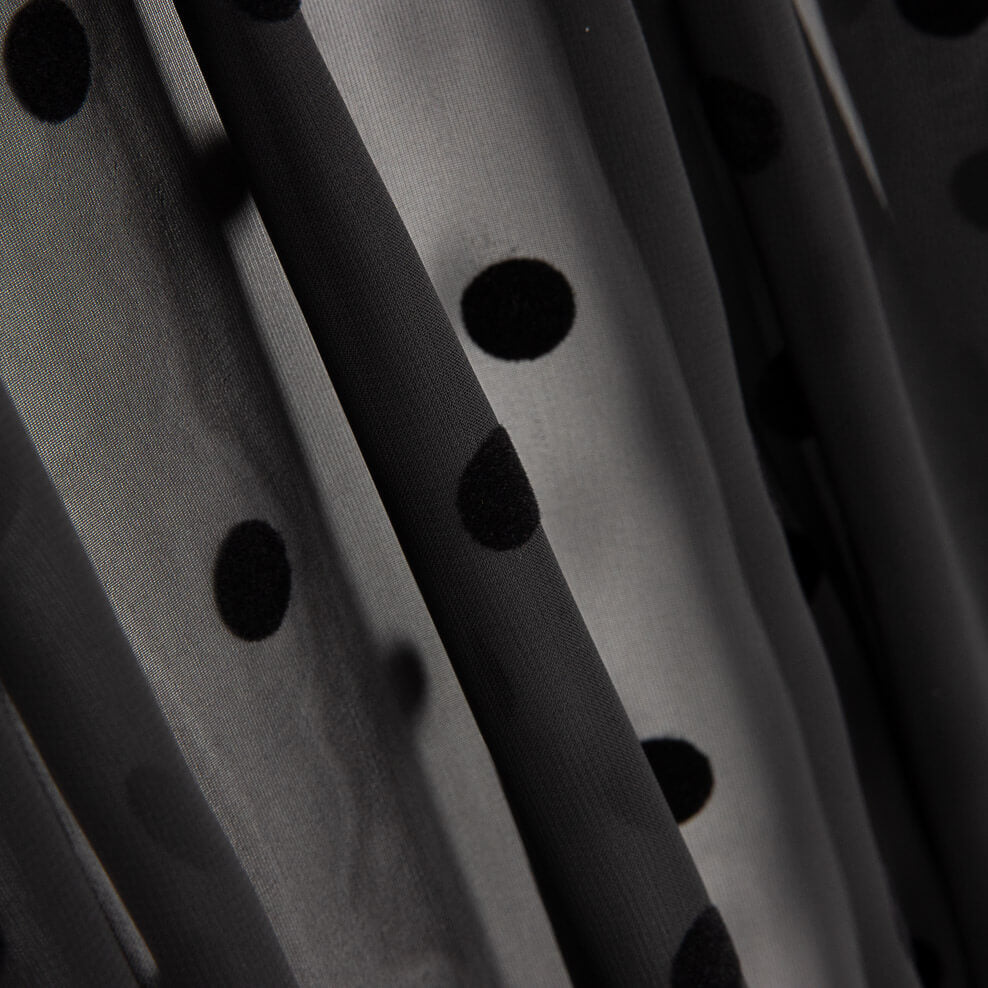 Chiffon Flocked Polka Dots Black - Ribes y Casals