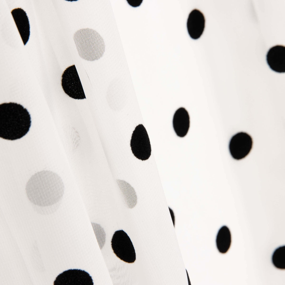 Chiffon Flocked Polka Dots White - Ribes y Casals