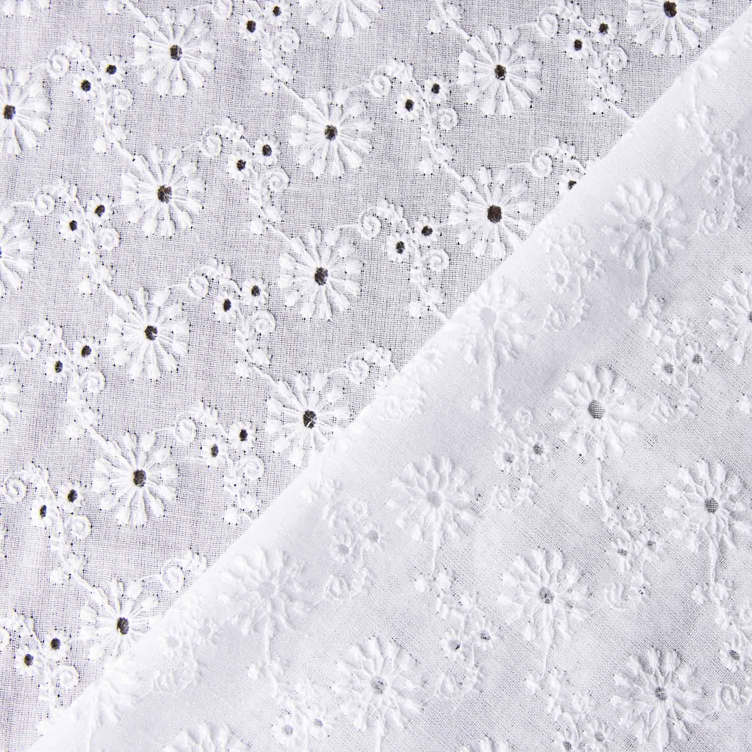 Retro White Swiss Daisies Embroidery - Ribes y Casals