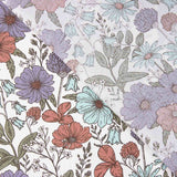 Poplin Cotton Printed Mauve and Red Flowers - Ribes y Casals