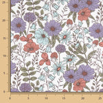 Poplin Cotton Printed Mauve and Red Flowers - Ribes y Casals