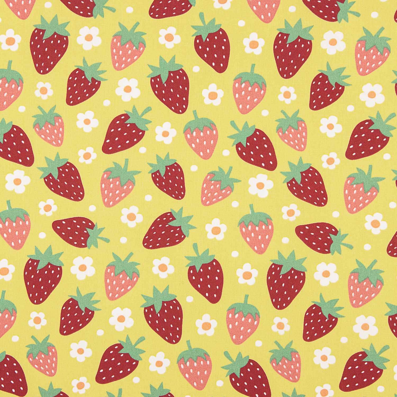 Strawberry and Daisy Print Cotton Poplin - Ribes y Casals