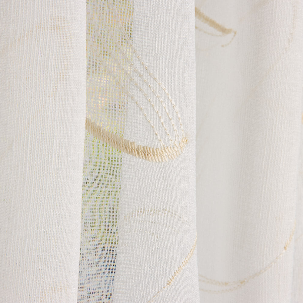 Featherfeather Embroidered Net Net Curtain Sand - Ribes y Casals