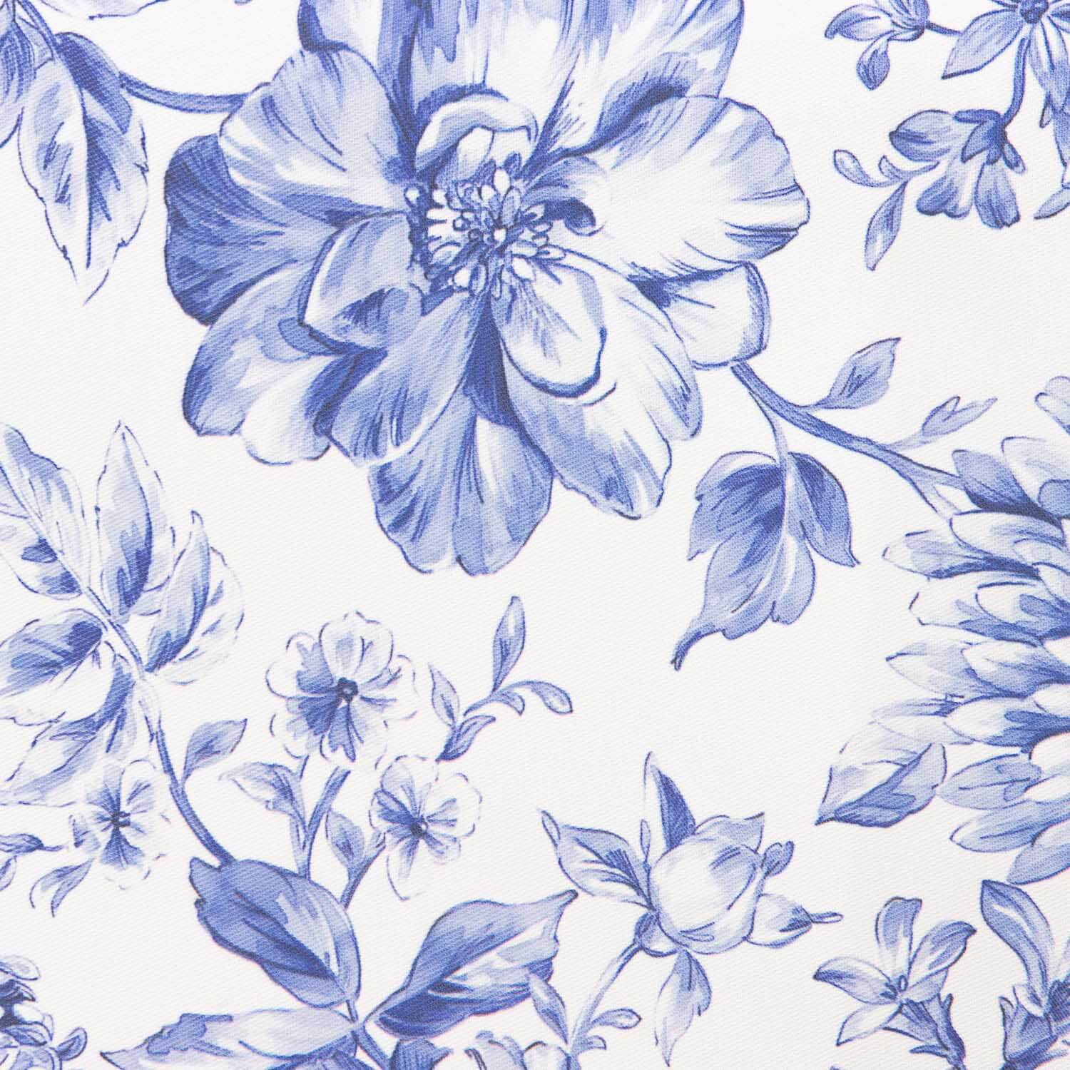 Classic Blue Floral Print Stain-Resistant Table Linen - Ribes y Casals