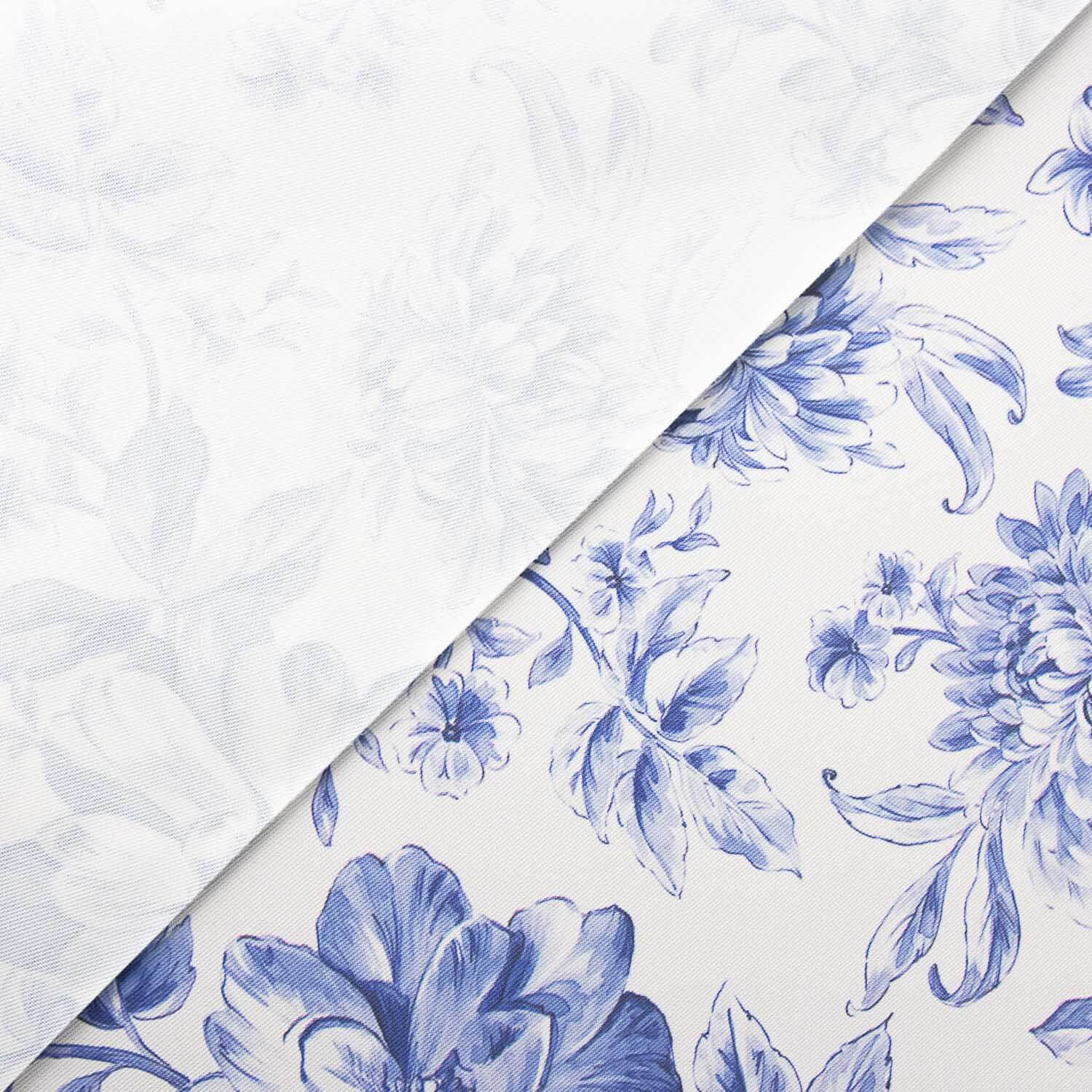 Classic Blue Floral Print Stain-Resistant Table Linen - Ribes y Casals