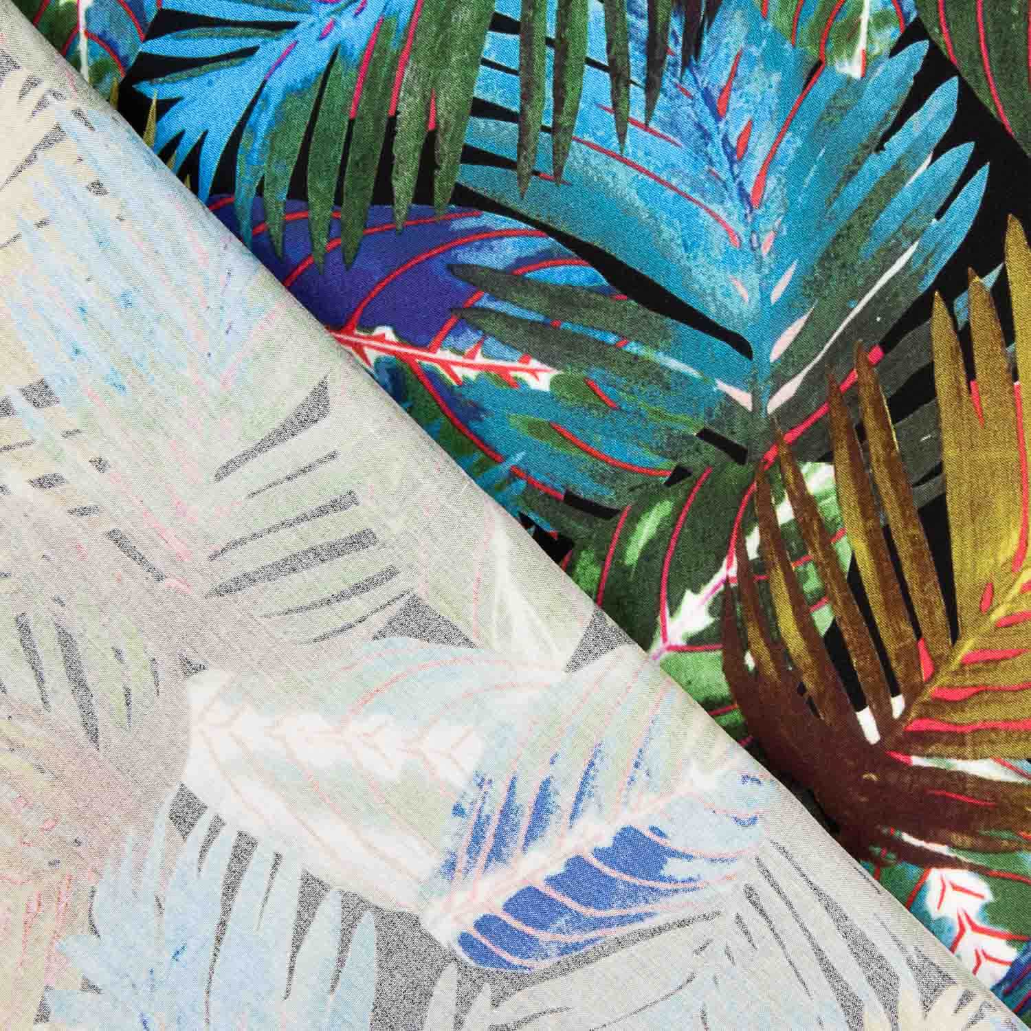 Blue Palm Print Viscose - Ribes y Casals