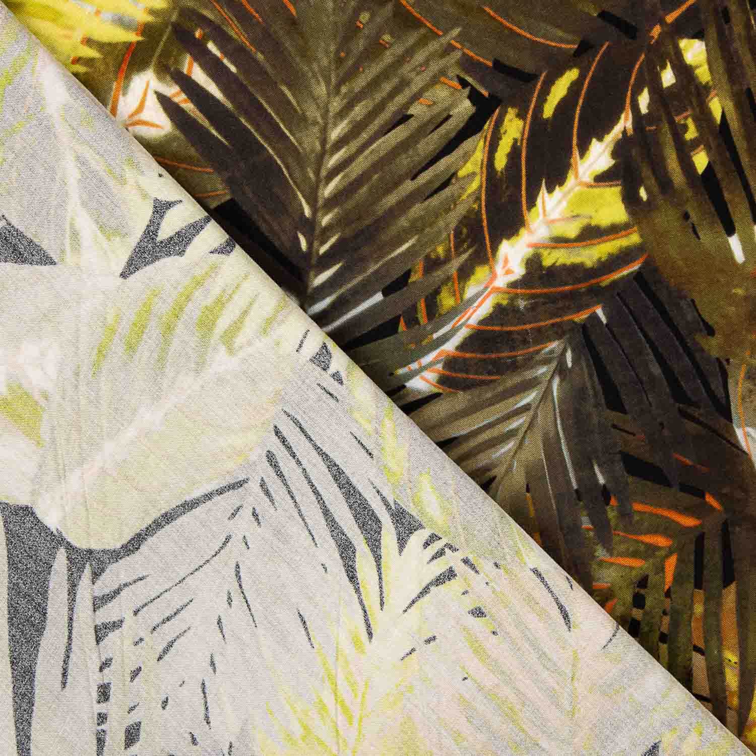 Ochre Palm Print Viscose - Ribes y Casals