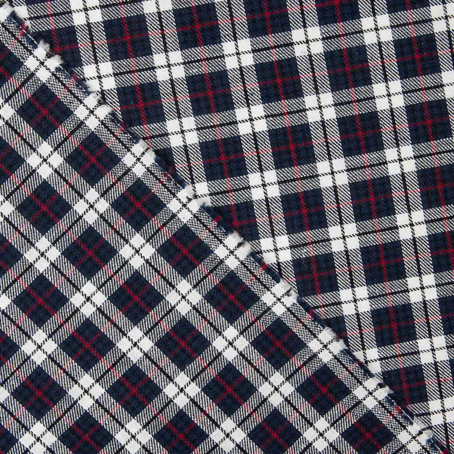 Viyela Aberdeen Navy-Burgundy Check - Ribes y Casals