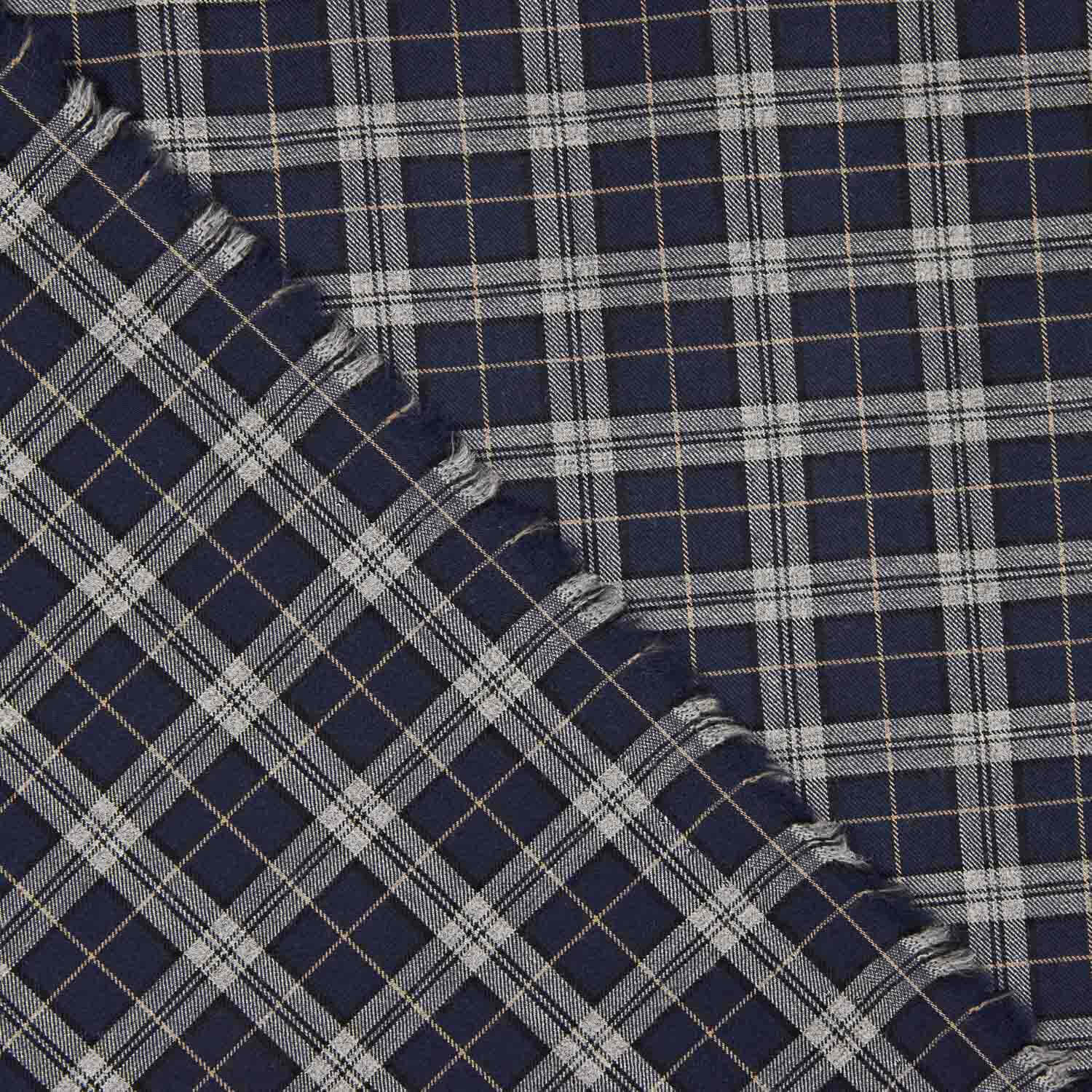 Viyela Edinburgh Navy Blue-Grey Check - Ribes y Casals