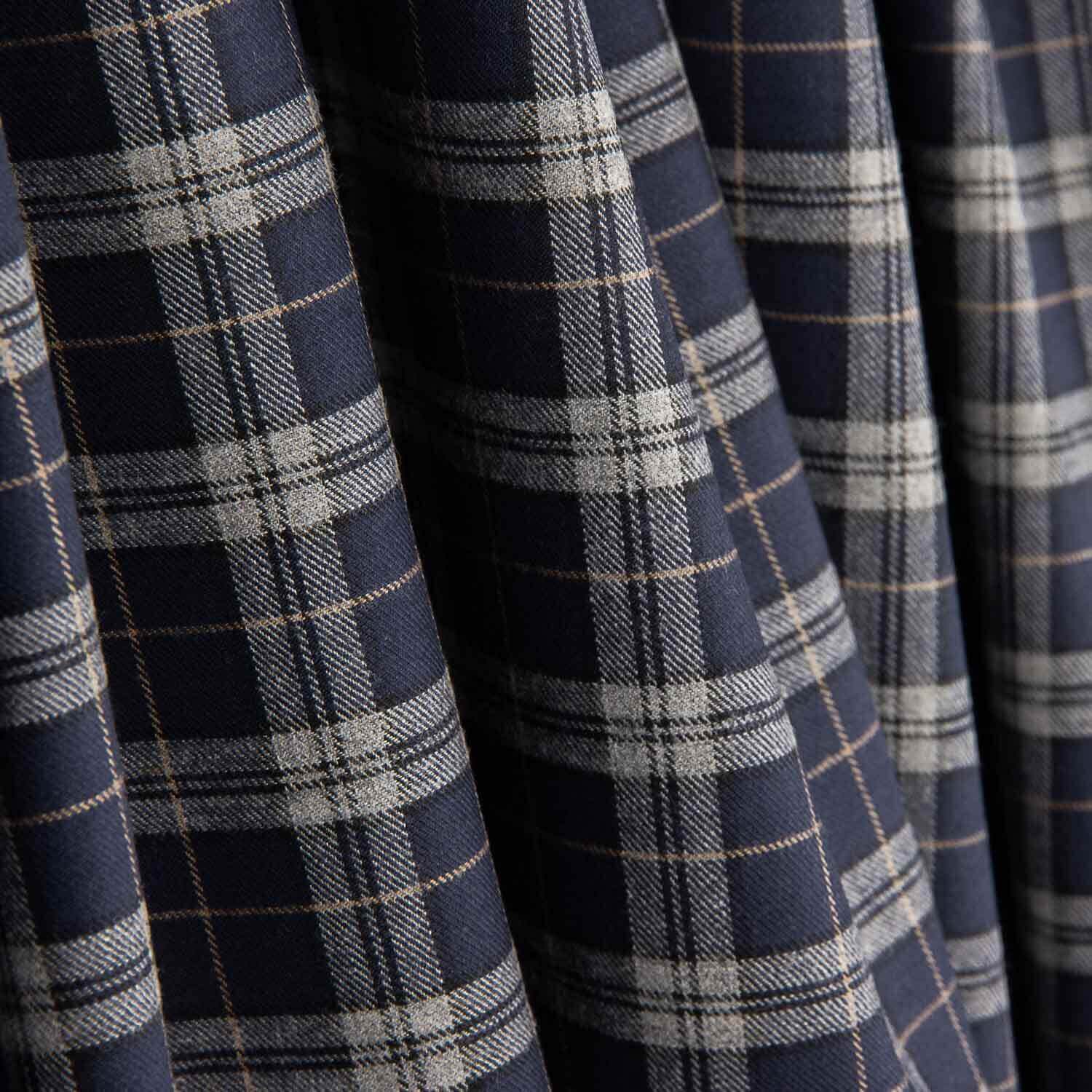 Viyela Edinburgh Navy Blue-Grey Check - Ribes y Casals