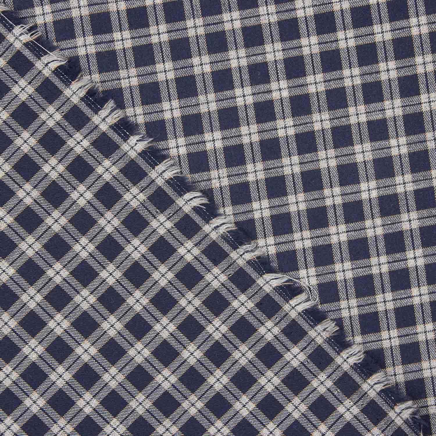 Boston Navy-Grey Checked Viyela - Ribes y Casals