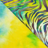 Holographic Zebra Print Lycra Velour Fabric Lime Green - Ribes y Casals