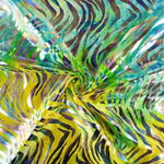 Holographic Zebra Print Lycra Velour Fabric Lime Green - Ribes y Casals