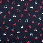 Navy Blue Cherry-Printed Cotton Needlecord - Ribes y Casals