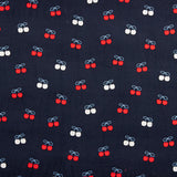 Navy Blue Cherry-Printed Cotton Needlecord - Ribes y Casals