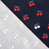 Navy Blue Cherry-Printed Cotton Needlecord - Ribes y Casals