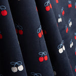 Navy Blue Cherry-Printed Cotton Needlecord - Ribes y Casals
