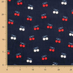 Navy Blue Cherry-Printed Cotton Needlecord - Ribes y Casals