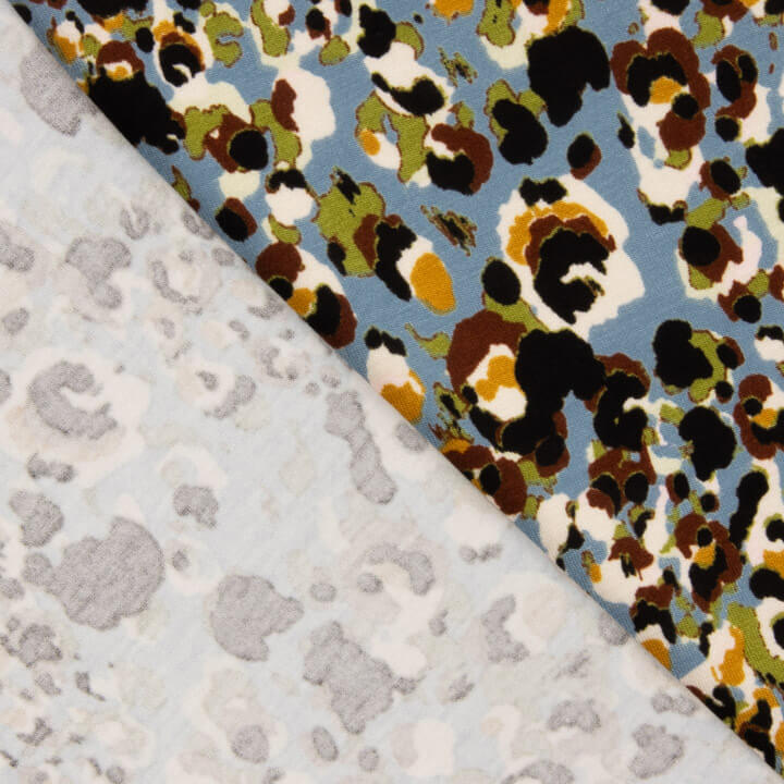 Blue Abstract Animal Print Viscose Knit Fabric - Ribes y Casals