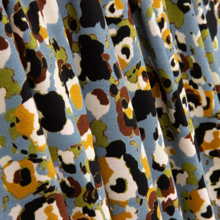Blue Abstract Animal Print Viscose Knit Fabric - Ribes y Casals